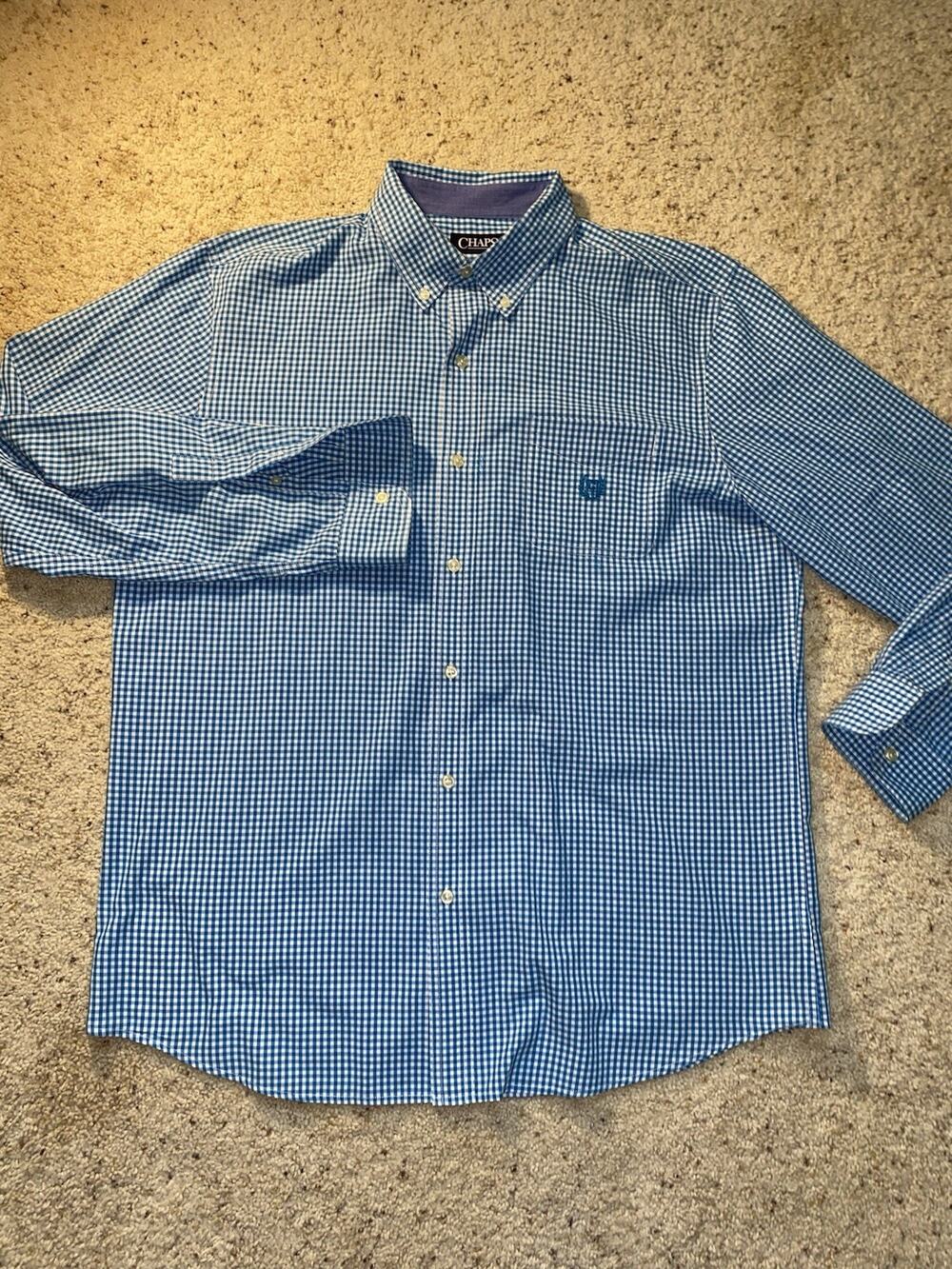 Chaps Sports Mens XL Beach Green Button Up Down Dress Work Shirt